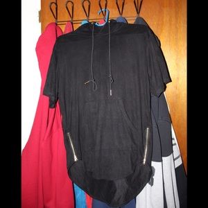 Long Fleece Short Sleeve Hoodie